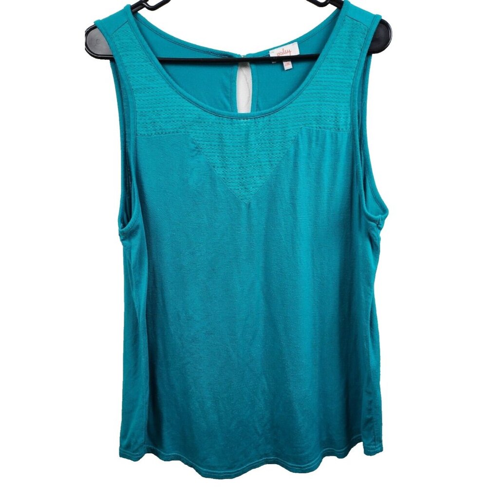 Pixley Stitch Fix Womens Tank Top Large Turquoise Sleeveless Contrast Yoke Beach